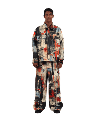"Ethereal loop" abstract printed coach jacket