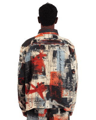 "Ethereal loop" abstract printed coach jacket