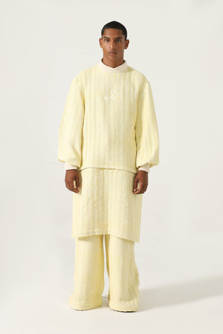 Handwoven flared dobby trousers