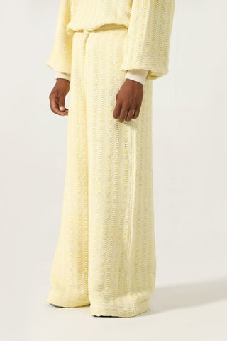 Handwoven flared dobby trousers