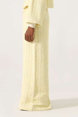 Handwoven flared dobby trousers