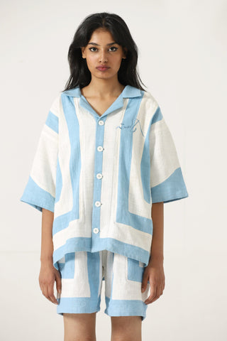 Handwoven striped cotton shorts