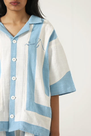 Handwoven striped cotton button-down