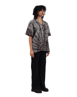 "Midnight ascent" handwoven button-down