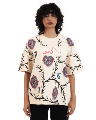 "Vase of life" hand block printed T-shirt