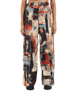"Artistry in motion" printed straight-leg trousers