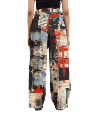 "Artistry in motion" printed straight-leg trousers