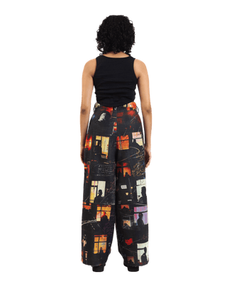 "Nocturnal ride" printed straight-leg trousers