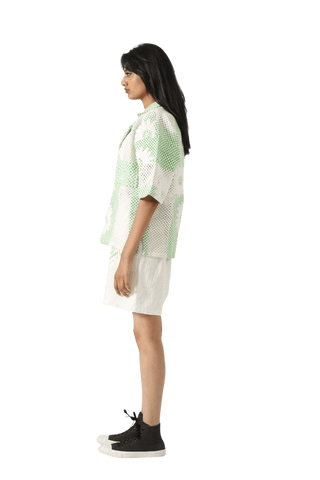 "Bahaar" puff print button-down