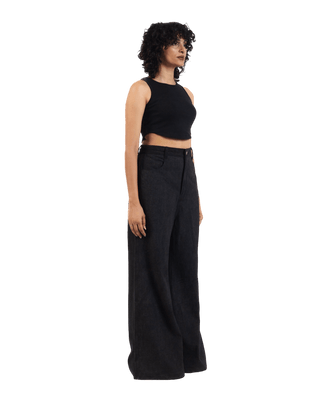 "Eclipse elegance" wide flared denim trousers