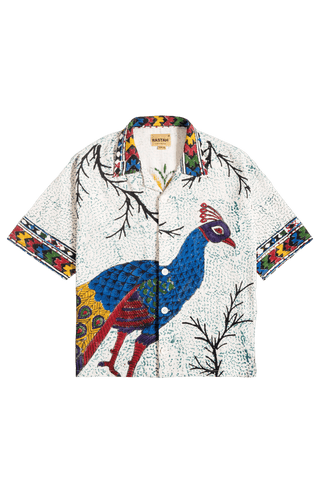 "Eternal forest" hand block print button-down