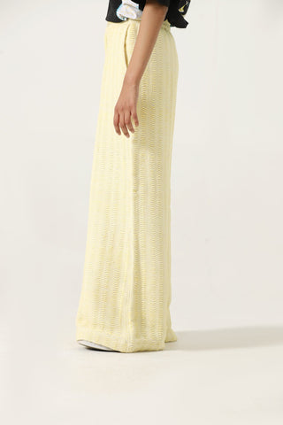 Handwoven flared dobby trousers