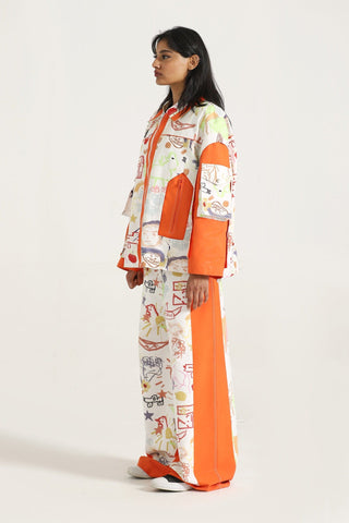"Life is a doodle" printed trousers