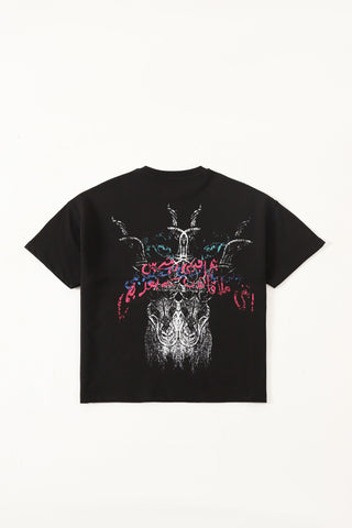 "Ajnabi" printed black T-shirt