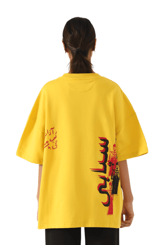"Azaadi" printed mustard T-shirt