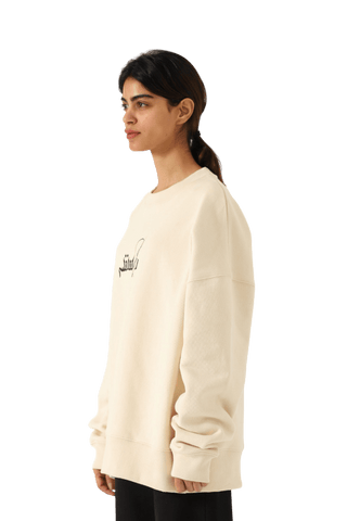 "Hum ak hain" printed artwork beige sweatshirt