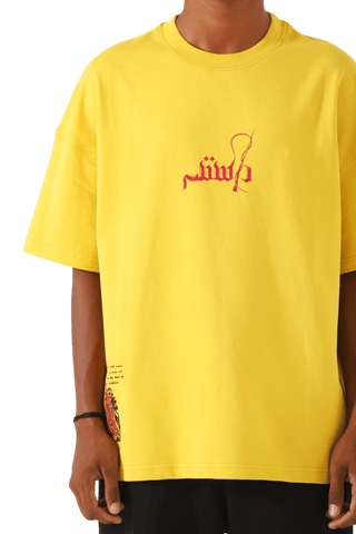 "Azaadi" printed mustard T-shirt