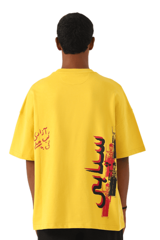 "Azaadi" printed mustard T-shirt