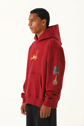 "Muqabla" patchwork maroon hoodie