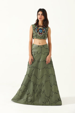 Patchwork leather skirt