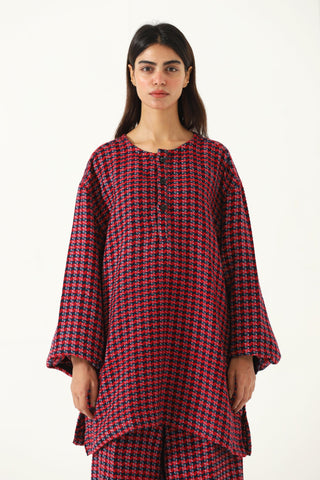 Handwoven plaid cotton shirt