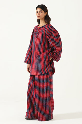 Handwoven plaid cotton shirt