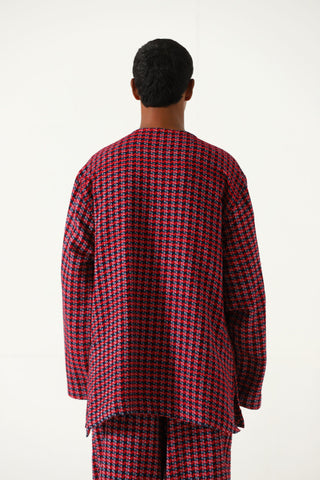 Handwoven plaid cotton shirt