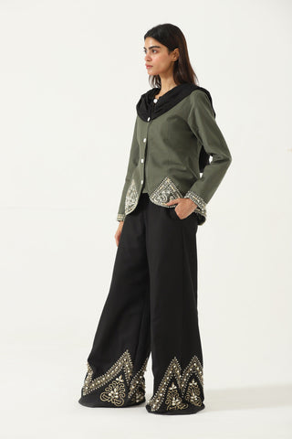 Hand-Embroidered silk trousers