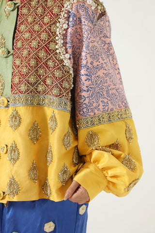 "Barsaat" hand-embroidered silk shirt-jacket