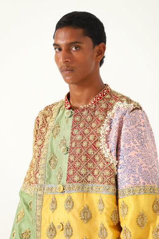 "Barsaat" hand-embroidered silk shirt-jacket