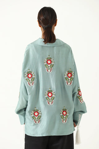 Hand-Embroidered tassels silk shirt