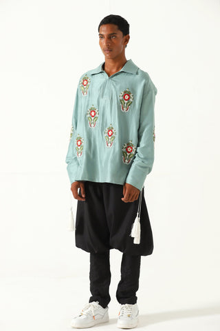 Hand-Embroidered tassels silk shirt