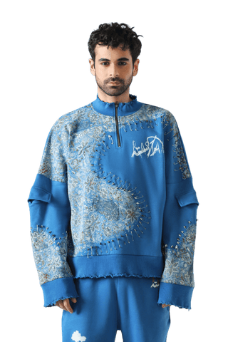 "Waves of steel" blockprint sweatshirt