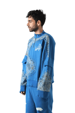 "Waves of steel" blockprint sweatshirt