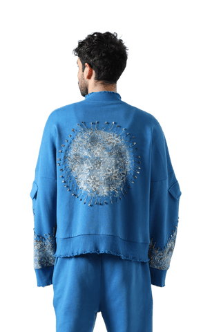 "Waves of steel" blockprint sweatshirt
