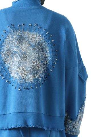 "Waves of steel" blockprint sweatshirt