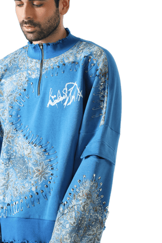 "Waves of steel" blockprint sweatshirt