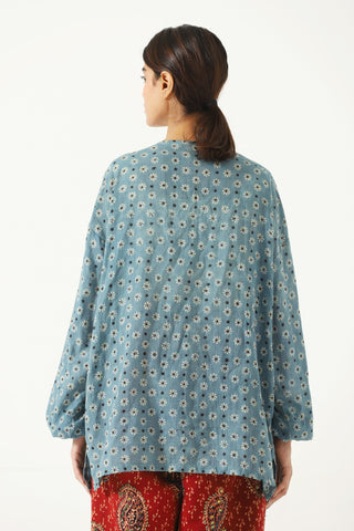 Indigo dye and block print shirt