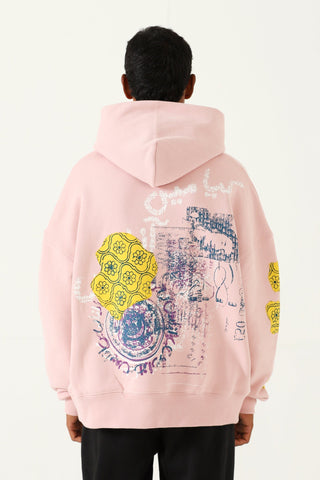 "Azaad" block print patchwork hoodie