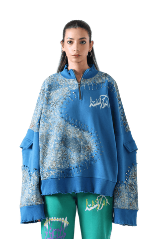 "Waves of steel" blockprint sweatshirt