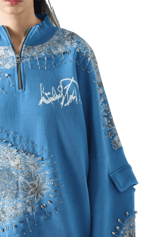 "Waves of steel" blockprint sweatshirt