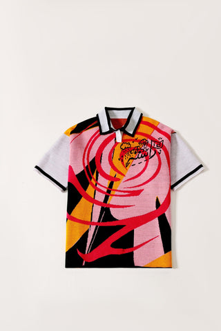 "Broken glass" knit polo