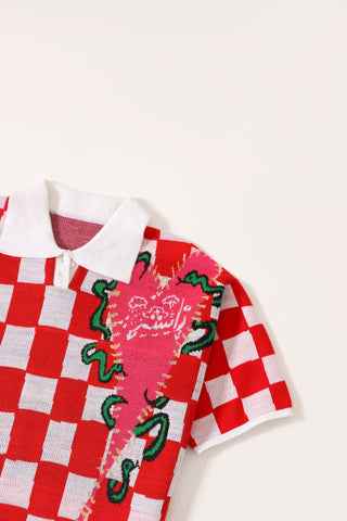 "Playful past" knit polo