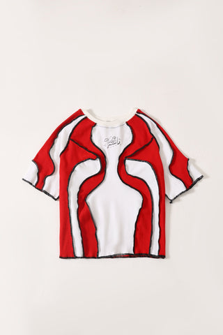 Upcycled wavy knit top