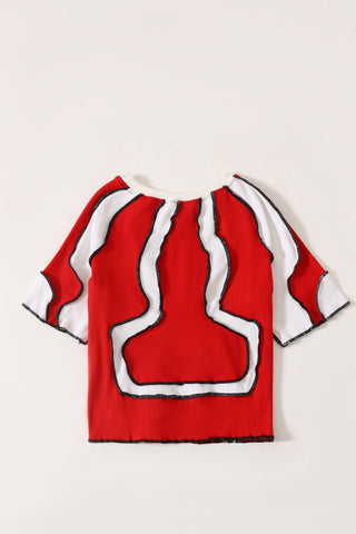 Upcycled wavy knit top