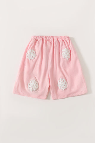 "Flower child" hand-embroidered shorts