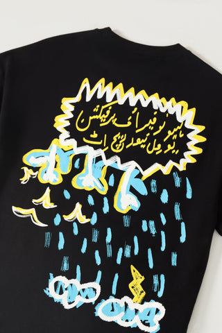 "Clouds above" printed patchwork T-shirt
