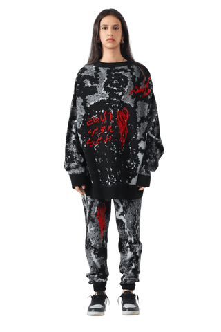 "Shadows" jacquard knit sweatshirt