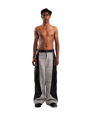 "Elvis in Lahore" paneled leather trousers