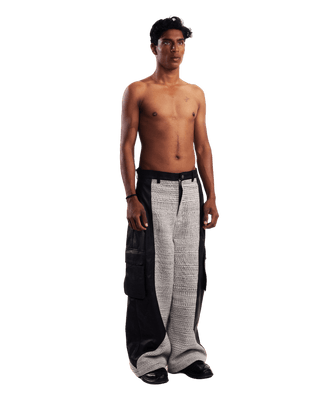 "Elvis in Lahore" paneled leather trousers